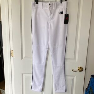 New Balance White Baseball Pants with Black Side Piping NWT YXL